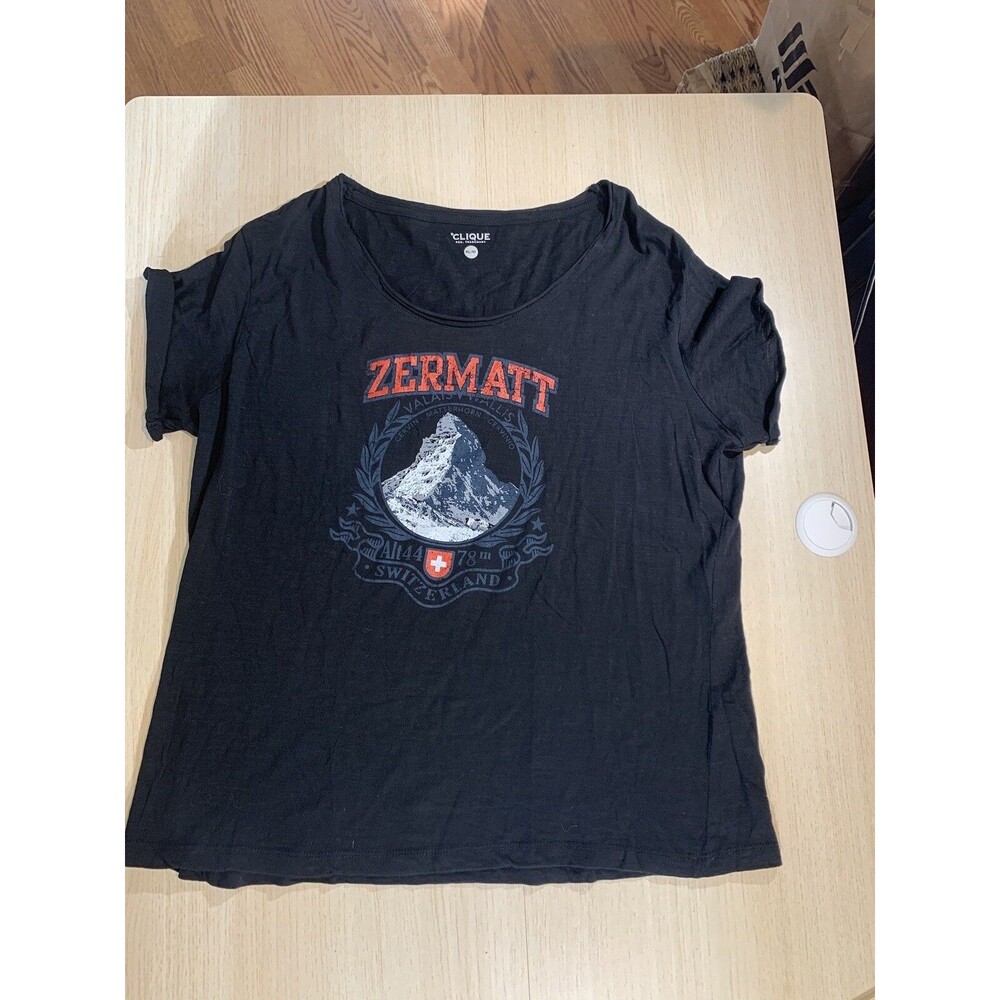 Clique Unisex Black "Zermatt Switzerland"  Graphic T shirt XL (42)